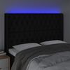 vidaXL Tăblie de pat cu LED, negru, 147x16x118/128 cm, textil