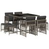 vidaXL Set mobilier grădină cu perne, 9 piese, gri, poliratan