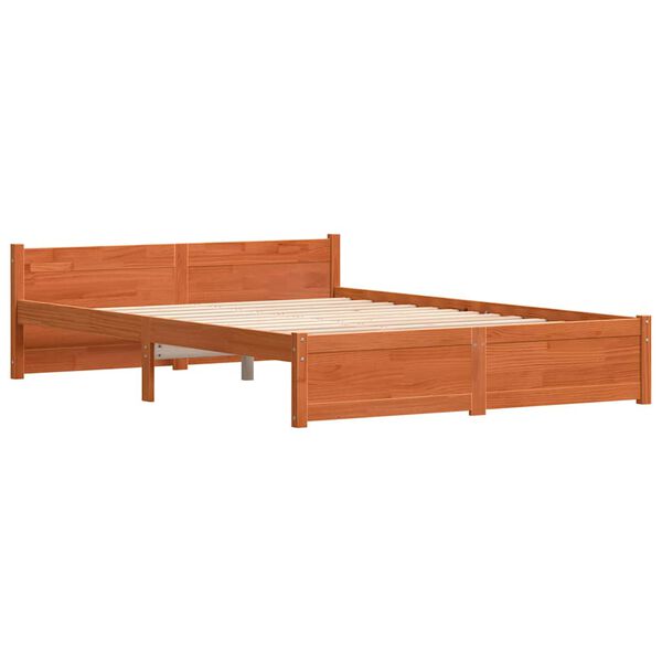 vidaXL Cadru de pat cu headboard Maroniu cerat 205.5 x 95.5 x 51 cm