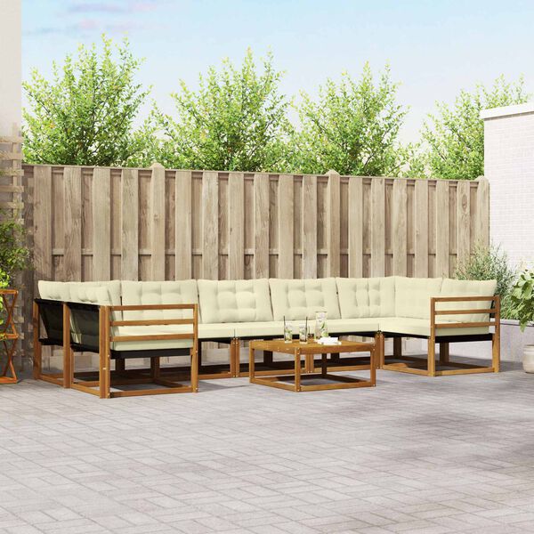 vidaXL Set de canapele de exterior cu pernă 8 pcs Natural și Crem