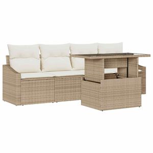 vidaXL Set de canapele pentru grădină 5 pcs Bej Rattan poli
