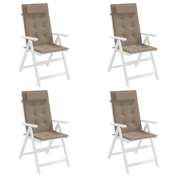 vidaXL Perne scaun cu spătar &icirc;nalt, 4 buc, gri taupe, țesătură Oxford