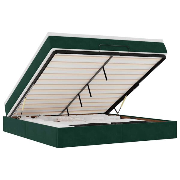 vidaXL Cadru de pat otoman cu saltea verde &icirc;nchis 180x200cm catifea