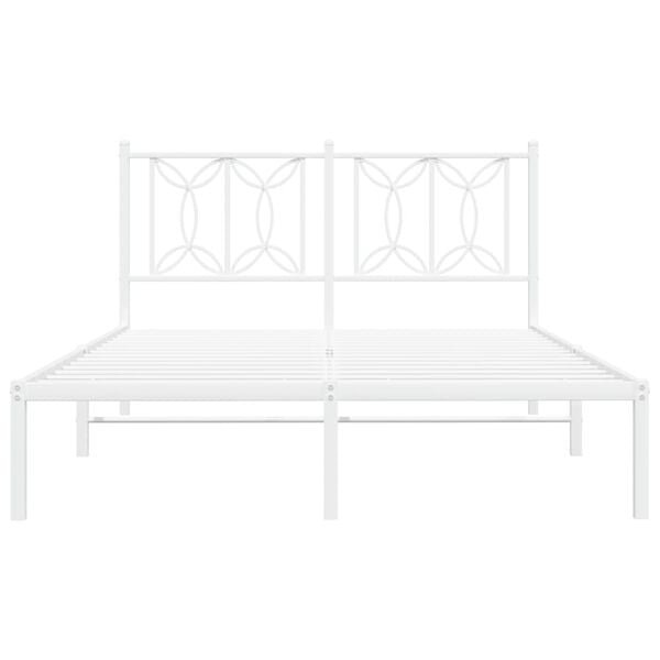 vidaXL Cadru de pat metalic cu tăblie, alb, 135x190 cm