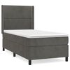 vidaXL Pat box spring cu saltea, gri &icirc;nchis, 90x190 cm, catifea