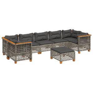 vidaXL Set canapele de grădină cu perne, 8 piese, gri, poliratan