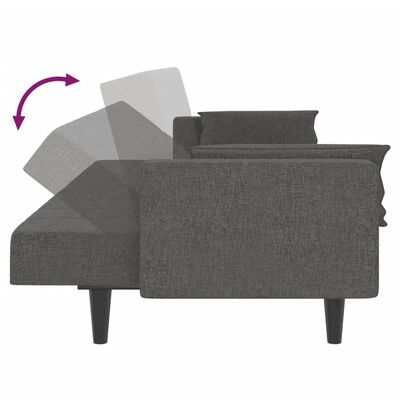 vidaXL Canapea extensibilă cu 2 locuri, 2 perne, gri închis, textil