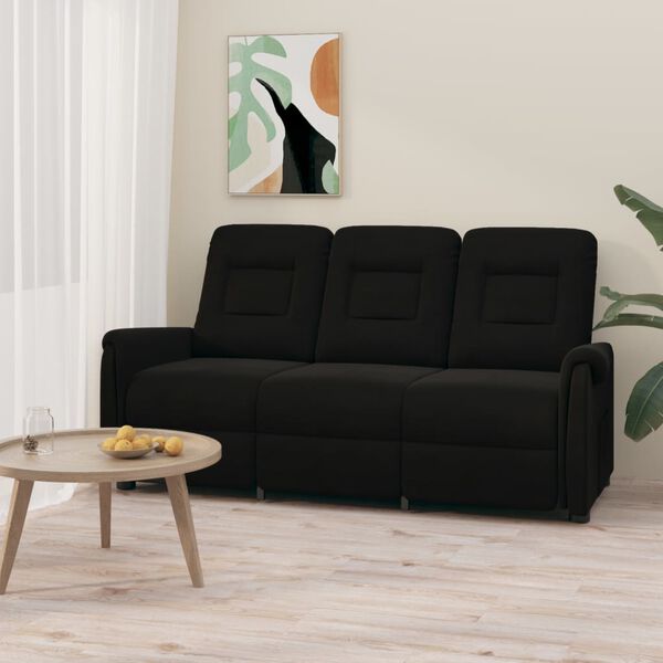 vidaXL Fotoliu rabatabil de masaj cu 3 locuri, negru, microfibră