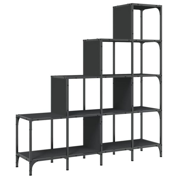 vidaXL Bibliotecă, negru, 122x30x132 cm, lemn prelucrat și metal