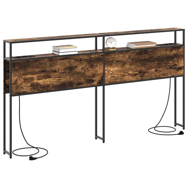 vidaXL Tăblie de depozitare cu raft Stejar afumat 180 cm Lemn compozit