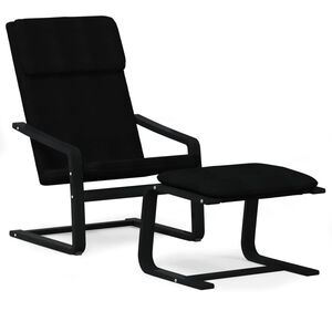 vidaXL Scaun de relaxare cu taburet, negru, textil