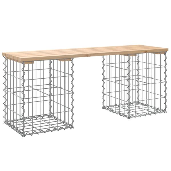 vidaXL Bancă de grădină, design gabion, 103x31x42 cm, lemn masiv pin