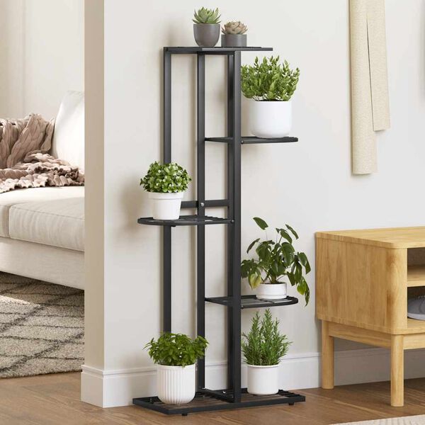 vidaXL Suport pentru flori cu 5 niveluri, negru, 43x22x98 cm, metal