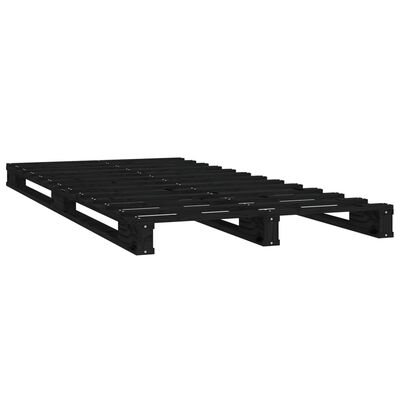 vidaXL Pat din paleți Single, negru, 90x190 cm, lemn masiv de pin
