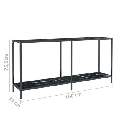 vidaXL Masă consolă,negru, 160x35x75,5 cm, sticlă securizată