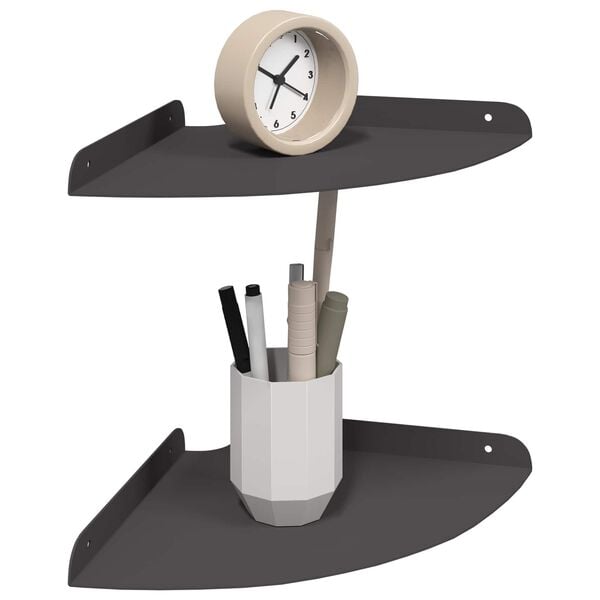 vidaXL Raft de perete cu raft cu depozitare 2 pcs Negru 24 x 24 x 2 cm