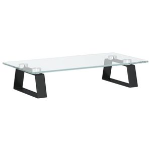 vidaXL Suport de monitor, negru, 40x20x8 cm, sticlă securizată/ metal