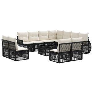 vidaXL Set de canapele pentru grădină 12 pcs Negru și Alb crem