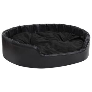 vidaXL Pat pentru c&acirc;ini, negru, 99x89x21 cm, pluș/piele ecologică