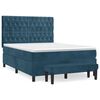 vidaXL Pat box spring cu saltea, albastru &icirc;nchis, 140x190 cm, catifea