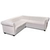 vidaXL Canapea colțar Chesterfield cu 5 locuri, piele ecologică, alb