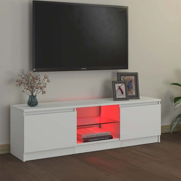 vidaXL Comodă TV cu lumini LED, alb, 120x30x36 cm