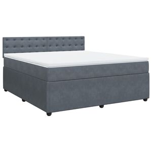 vidaXL Pat box spring cu saltea, gri &icirc;nchis, 180x200 cm, catifea