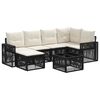 vidaXL Set de canapele pentru grădină 7 pcs Negru și Alb crem