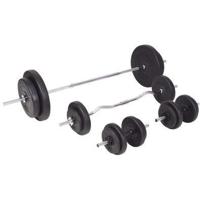 vidaXL Bancă fitness cu rastel greutăți, set de haltere/gantere, 90 kg