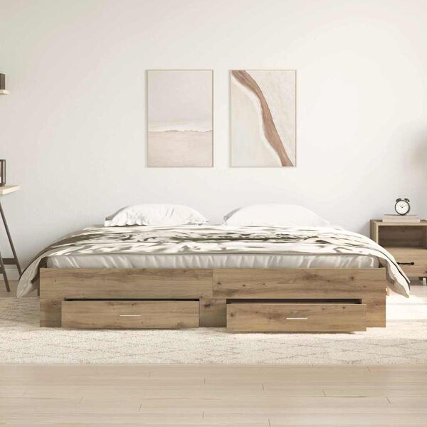 vidaXL Cadru de pat Stejar Artizanal 180 x 200 cm Lemn compozit