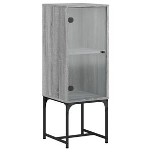 vidaXL Dulap lateral cu uşă din sticlă, gri sonoma, 35x37x100 cm