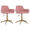 vidaXL Scaune de bucătărie pivotante, 2 buc., roz, catifea