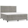 vidaXL Pat box spring cu saltea, gri deschis, 140x200 cm, catifea
