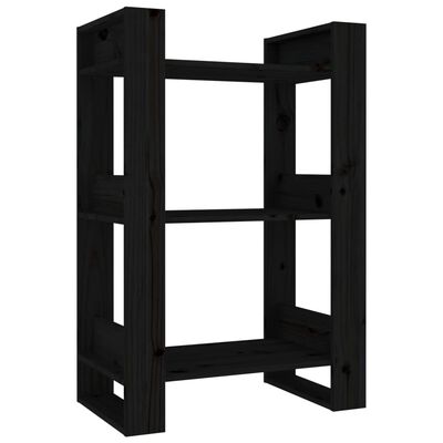 vidaXL Bibliotecă/Separator cameră,negru, 60x35x91 cm, lemn masiv pin