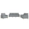 vidaXL Set de canapele cu perne, 3 piese, gri deschis, textil