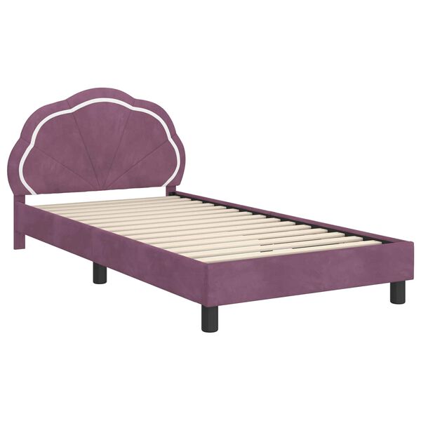 vidaXL Cadru de pat pentru copii cu spătar Violet 80 x 200 cm Catifea