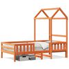 vidaXL Cadru de pat cu acoperiș maro ceruit 100x200 cm lemn masiv pin