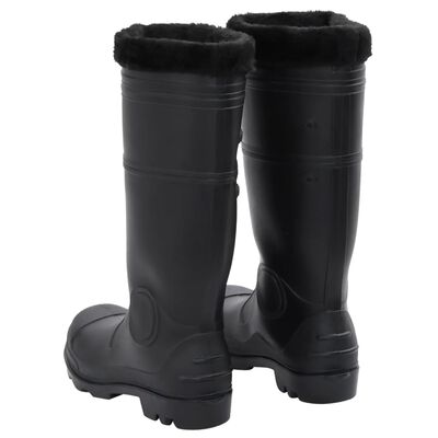 vidaXL Cizme de ploaie cu șosete detașabile, negru, mărime 42, PVC
