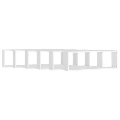 vidaXL Rafturi de perete cub, 6 buc., alb, 80x15x26,5 cm PAL
