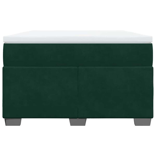 vidaXL Pat box spring cu saltea, verde închis, 120x200 cm, catifea