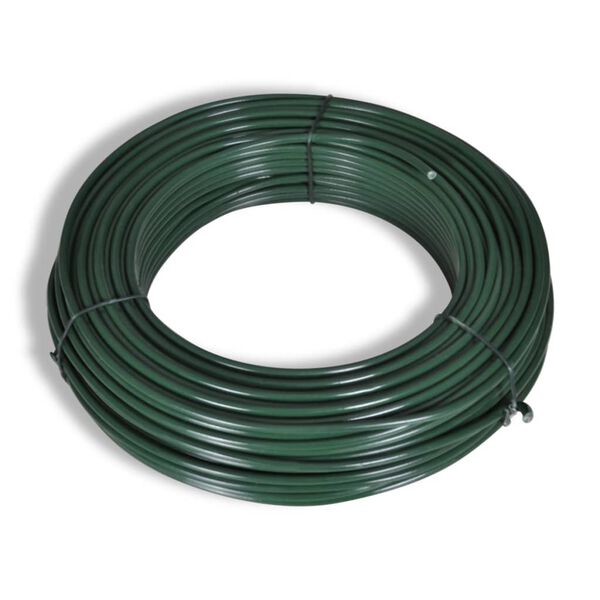 vidaXL Gard din plasă cu st&acirc;lpi, verde, 1,5 x 25 m, oțel