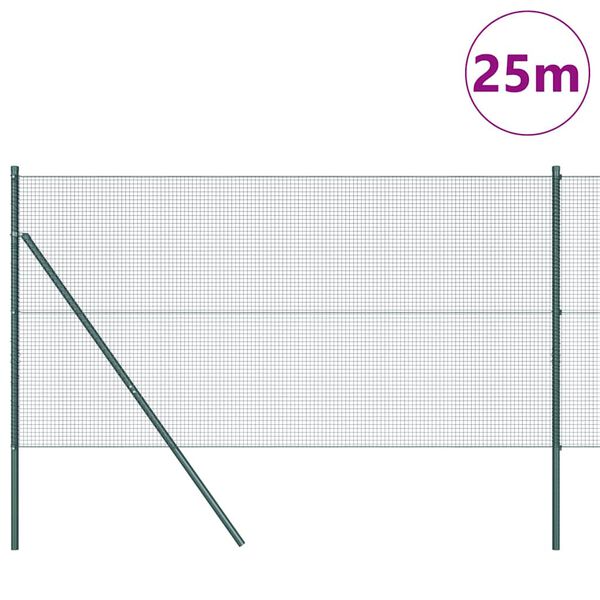 vidaXL St&acirc;lp de gard. Verde 25 x 1 m (plasă 16 x 16 mm) Oțel