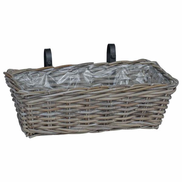 vidaXL Coș suspendat pentru plante 2 pcs Gri 48 x 22 x 15 cm