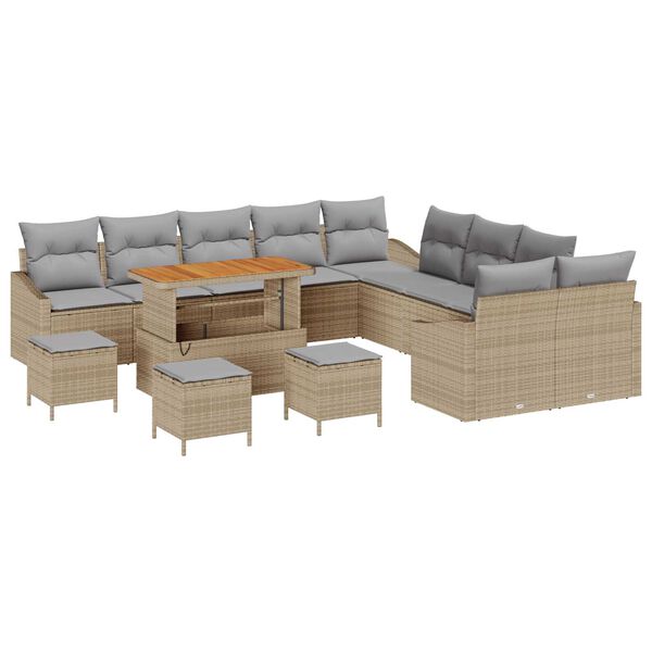 vidaXL Set de canapele pentru grădină 13 pcs Beige și gri deschis