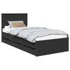 vidaXL Cadru de pat cu sertar Negru 90 x 190 cm Lemn Ingineresc