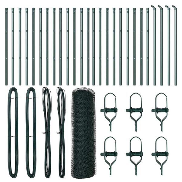 vidaXL &Icirc;ngrădire cu st&acirc;lpi Verde 0.5 x 50 m otel acoperit cu PVC