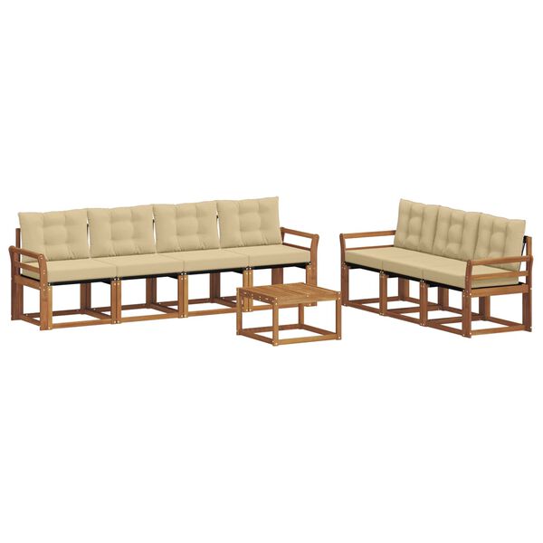 vidaXL Set de canapele de exterior cu pernă 8 pcs Natural și Bej