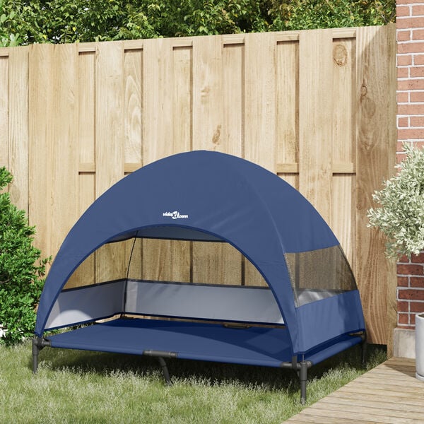 vidaXL Pat pentru câini ridicat Manual Bleumarin 127 x 81 x 108 cm