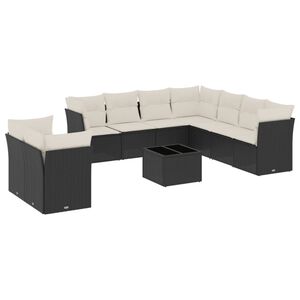 vidaXL Set canapele de grădină cu perne, 10 piese, negru, poliratan