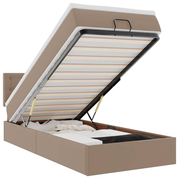 vidaXL Pat otoman cu saltea, cappucino, 90x190cm, piele ecologică